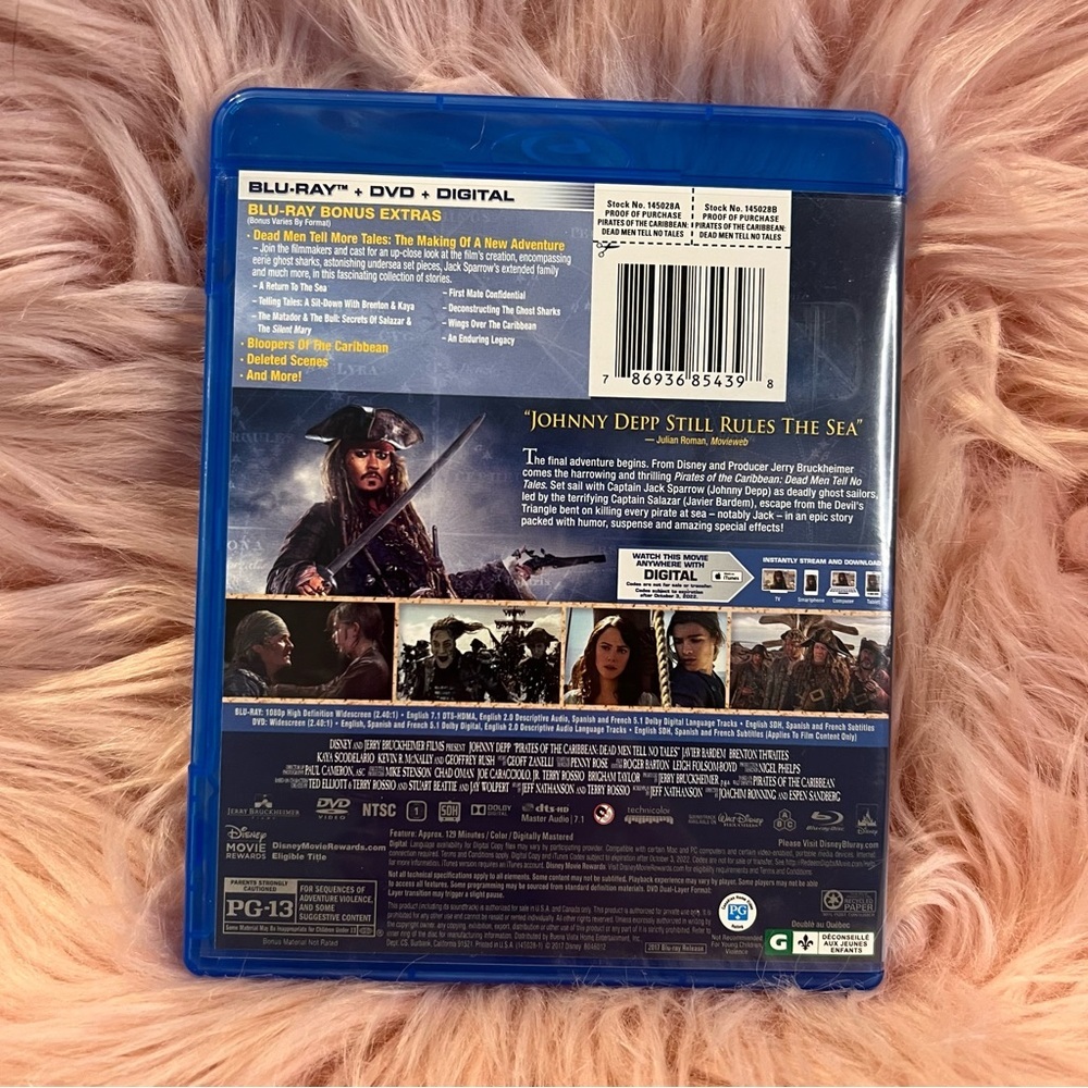 Pirates of the Caribbean Dead Man Tell no Tale Disney Blue-Ray and DVD movie - Picture 2 of 3